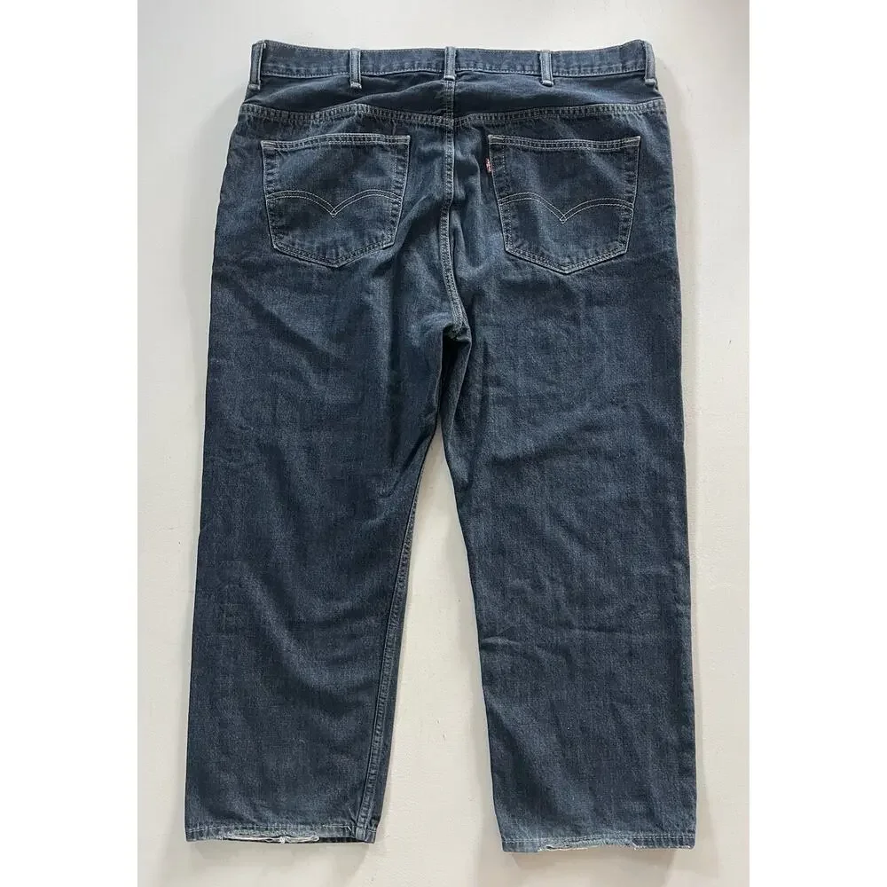 Levi's Men’s Denim Blue Jeans 44 x 30 Dark Wash Relaxed Fit Straight Preppy